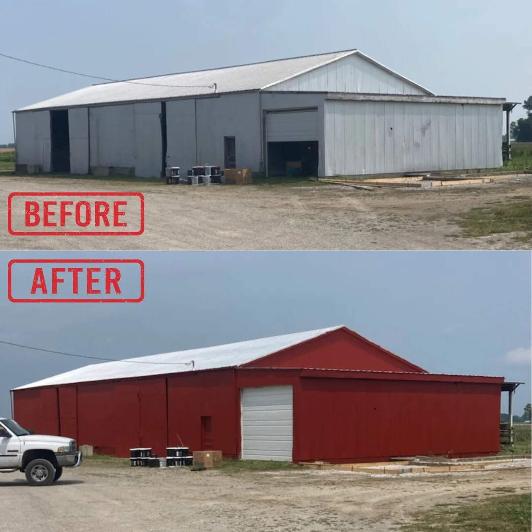 Before and after exterior painting transformation