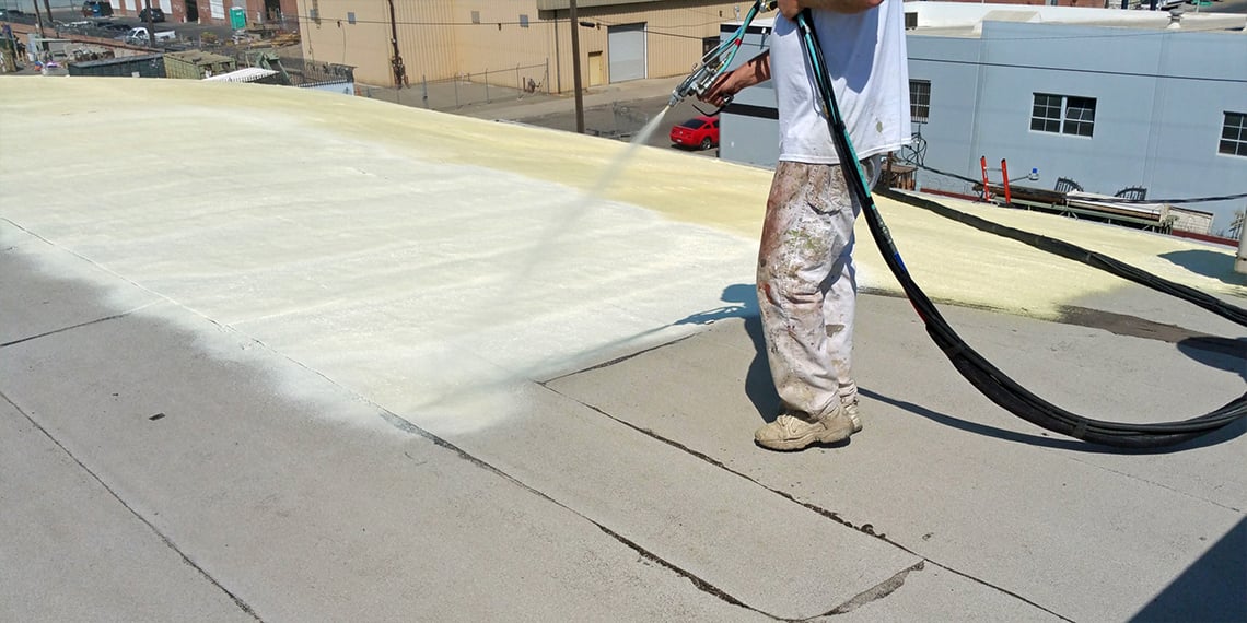 Polyurethane foam roof prep on a Coachella Valley flat roof
